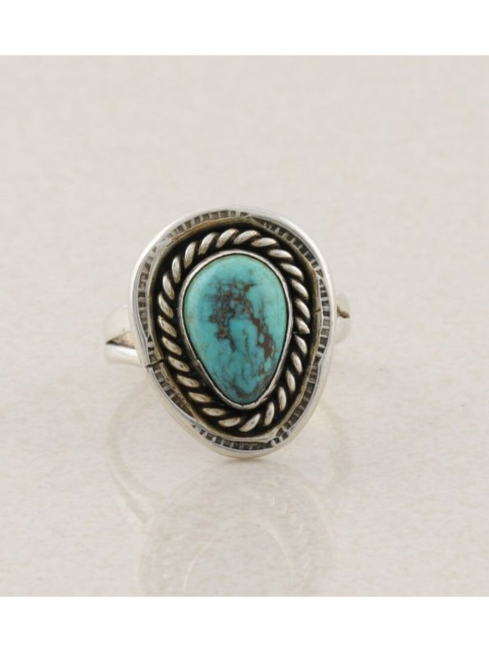 Sterling Silver Natural Turquoise Ring Size 7 3/4